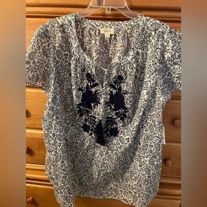 2 for 1! Women's Blue&White Top with Separate Shirt for Lining. 3X NWT.